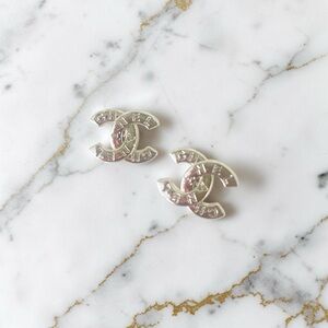 Luxury Silver Signature Logo Upcycled Button Earrings 18mm